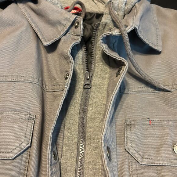 Dickies Hooded Canvas Jacket Men’s Large Gray Quilted Workwear Shacket - Picture 6 of 8